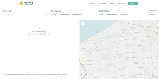 Een voorbeeld van het Lokaal Loket Kinderopvang met filters